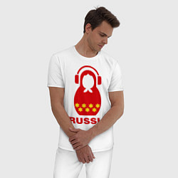 Пижама хлопковая мужская Russia dj, цвет: белый — фото 2