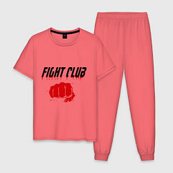 Пижама хлопковая мужская Fight Club, цвет: коралловый