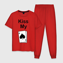 Пижама хлопковая мужская Kiss my card, цвет: красный