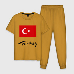 Пижама хлопковая мужская Turkey, цвет: горчичный