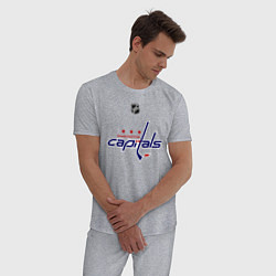Пижама хлопковая мужская Washington Capitals: Ovechkin 8, цвет: меланж — фото 2