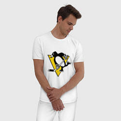 Пижама хлопковая мужская Pittsburgh Penguins: Malkin 71, цвет: белый — фото 2