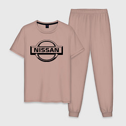 Пижама хлопковая мужская Nissan club, цвет: пыльно-розовый