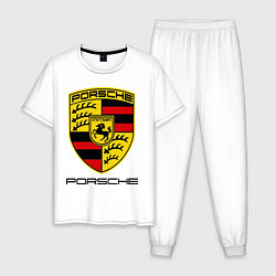 Пижама хлопковая мужская Porsche Stuttgart, цвет: белый