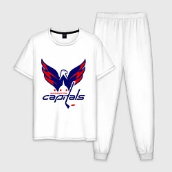 Пижама хлопковая мужская Washington Capitals: Ovechkin, цвет: белый