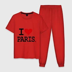 Пижама хлопковая мужская I love Paris, цвет: красный