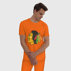 Пижама хлопковая мужская Chicago Blackhawks, цвет: оранжевый — фото 2
