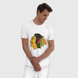 Пижама хлопковая мужская Chicago Blackhawks, цвет: белый — фото 2