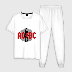 Пижама хлопковая мужская AC/DC: Angus Young, цвет: белый