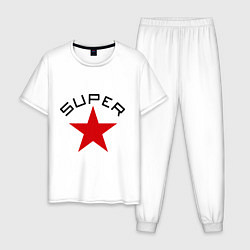 Пижама хлопковая мужская Super Star, цвет: белый