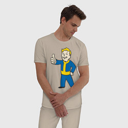 Пижама хлопковая мужская Fallout Boy, цвет: миндальный — фото 2