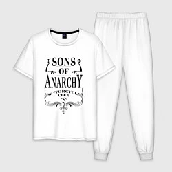Пижама хлопковая мужская Anarchy Motorcycle Club, цвет: белый