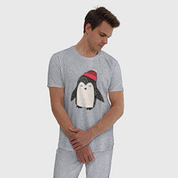 Пижама хлопковая мужская Зимний пингвин-мальчик, цвет: меланж — фото 2