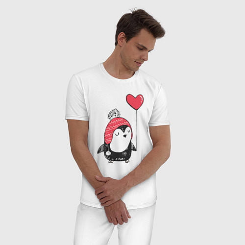 Мужская пижама Пингвин-девочка с шариком / Белый – фото 3