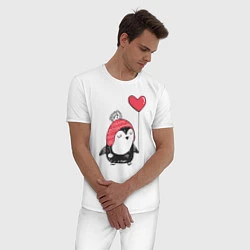 Пижама хлопковая мужская Пингвин-девочка с шариком, цвет: белый — фото 2