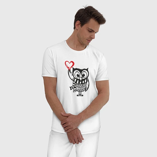 Мужская пижама Сова с сердцем / Белый – фото 3