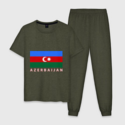 Пижама хлопковая мужская Азербайджан цвета меланж-хаки — фото 1