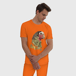 Пижама хлопковая мужская Полигональный попугай, цвет: оранжевый — фото 2