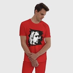 Пижама хлопковая мужская Nirvana: Kurt Cobain, цвет: красный — фото 2