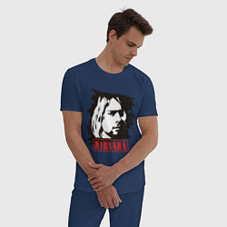 Пижама хлопковая мужская Nirvana: Kurt Cobain, цвет: тёмно-синий — фото 2