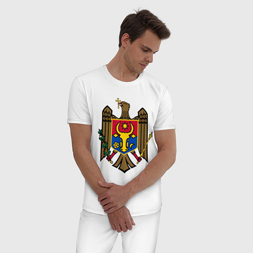 Мужская пижама Молдавия герб / Белый – фото 3