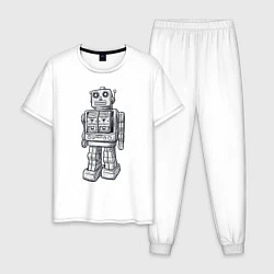 Пижама хлопковая мужская Робот, цвет: белый