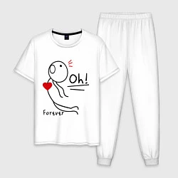 Пижама хлопковая мужская Oh: Forever, цвет: белый