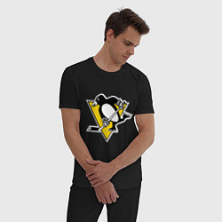 Пижама хлопковая мужская Pittsburgh Penguins, цвет: черный — фото 2
