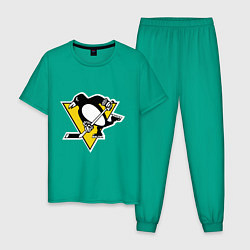 Пижама хлопковая мужская Pittsburgh Penguins, цвет: зеленый