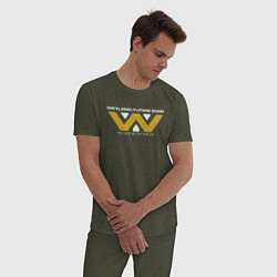 Пижама хлопковая мужская Weyland-Yutani, цвет: меланж-хаки — фото 2