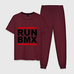Пижама хлопковая мужская RUN BMX цвета меланж-бордовый — фото 1