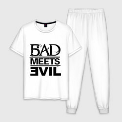 Пижама хлопковая мужская Bad Meets Evil, цвет: белый