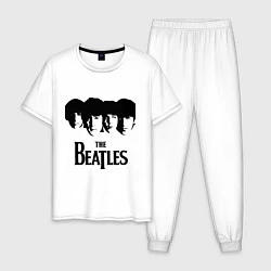 Пижама хлопковая мужская The Beatles: Faces, цвет: белый