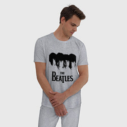 Пижама хлопковая мужская The Beatles: Faces, цвет: меланж — фото 2