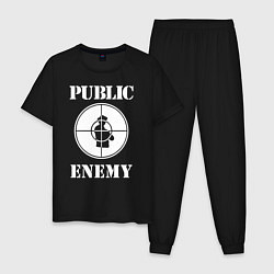 Пижама хлопковая мужская Public Enemy, цвет: черный