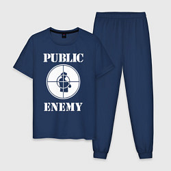 Пижама хлопковая мужская Public Enemy, цвет: тёмно-синий