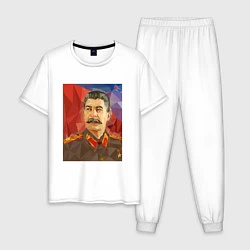 Пижама хлопковая мужская Сталин: полигоны, цвет: белый