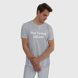 Пижама хлопковая мужская Not Today Satan цвета меланж — фото 2