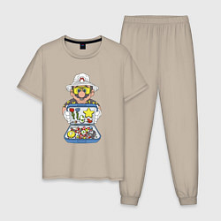 Пижама хлопковая мужская Summer Mario, цвет: миндальный