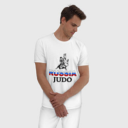 Пижама хлопковая мужская Russia judo, цвет: белый — фото 2