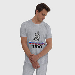 Пижама хлопковая мужская Russia judo, цвет: меланж — фото 2