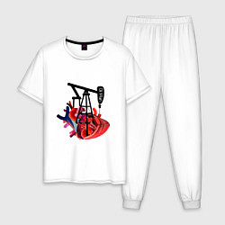 Пижама хлопковая мужская Сердце нефтяника, цвет: белый