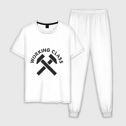 Пижама хлопковая мужская Working class, цвет: белый