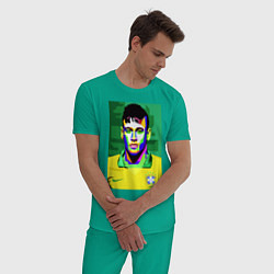 Пижама хлопковая мужская Неймар да Силва, цвет: зеленый — фото 2