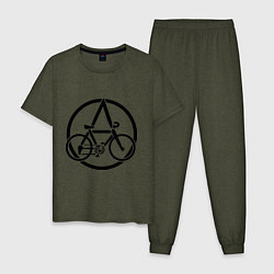 Пижама хлопковая мужская Anarchy Bike цвета меланж-хаки — фото 1
