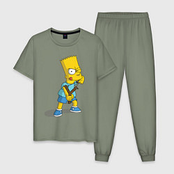 Пижама хлопковая мужская Bart Bully, цвет: авокадо