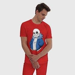 Пижама хлопковая мужская Sans, цвет: красный — фото 2