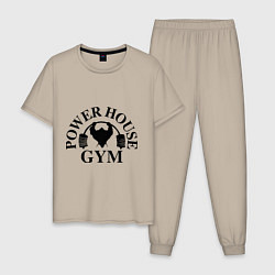 Пижама хлопковая мужская Power House Gym, цвет: миндальный