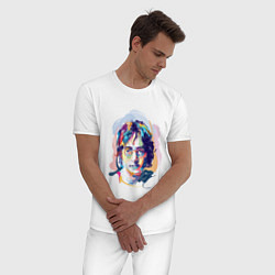 Пижама хлопковая мужская John Lennon: Art, цвет: белый — фото 2