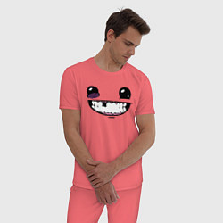 Пижама хлопковая мужская Super Meat Boy: Face, цвет: коралловый — фото 2